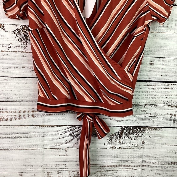 NEW ULTRA FLIRT SIZE XS TOP MULTICOLOR STRIPES FALL BLOUSE NWT - Picture 7 of 9